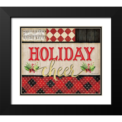 Holiday Cheer Plaid Black Modern Wood Framed Art Print with Double Matting by Pugh, Jennifer