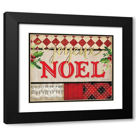 Joyeux Noel Plaid Black Modern Wood Framed Art Print with Double Matting by Pugh, Jennifer