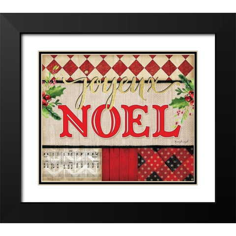 Joyeux Noel Plaid Black Modern Wood Framed Art Print with Double Matting by Pugh, Jennifer