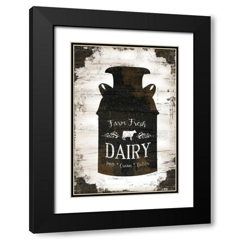 Farmhouse Milk Can Black Modern Wood Framed Art Print with Double Matting by Pugh, Jennifer