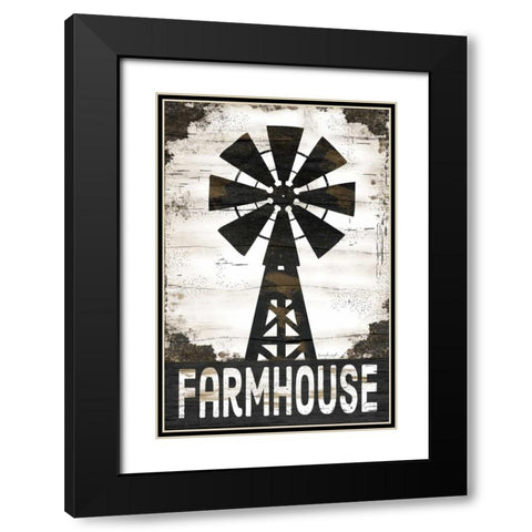 Farmhouse Windmill Black Modern Wood Framed Art Print with Double Matting by Pugh, Jennifer