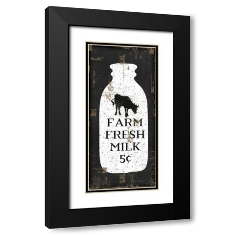 Farmhouse Milk Bottle Black Modern Wood Framed Art Print with Double Matting by Pugh, Jennifer