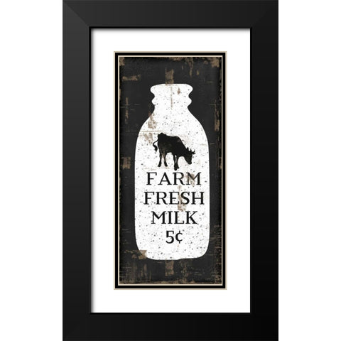 Farmhouse Milk Bottle Black Modern Wood Framed Art Print with Double Matting by Pugh, Jennifer