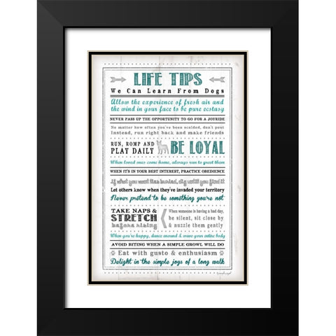 Life Tips - Dog Black Modern Wood Framed Art Print with Double Matting by Pugh, Jennifer