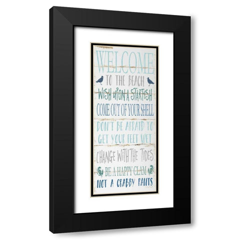 Welcome to the Beach Black Modern Wood Framed Art Print with Double Matting by Pugh, Jennifer