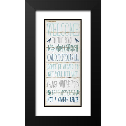 Welcome to the Beach Black Modern Wood Framed Art Print with Double Matting by Pugh, Jennifer