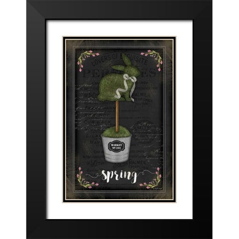 Topiary Bunny Black Modern Wood Framed Art Print with Double Matting by Pugh, Jennifer