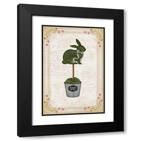 Topiary Bunny Black Modern Wood Framed Art Print with Double Matting by Pugh, Jennifer