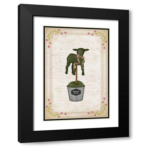 Topiary Lamb Black Modern Wood Framed Art Print with Double Matting by Pugh, Jennifer