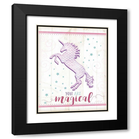 Magical Unicorn Black Modern Wood Framed Art Print with Double Matting by Pugh, Jennifer