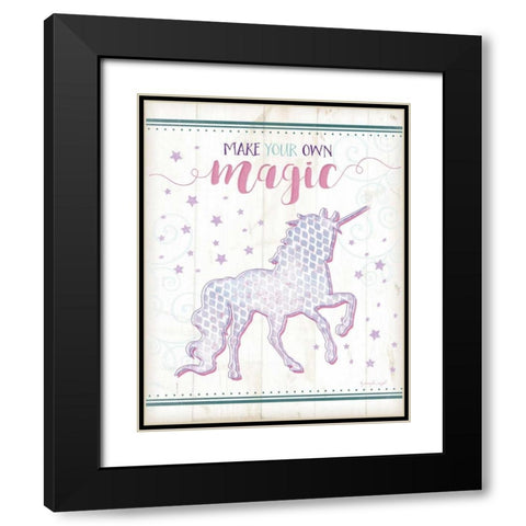 Magic Unicorn Black Modern Wood Framed Art Print with Double Matting by Pugh, Jennifer