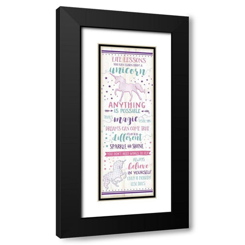 Life Lessons from a Unicorn Black Modern Wood Framed Art Print with Double Matting by Pugh, Jennifer