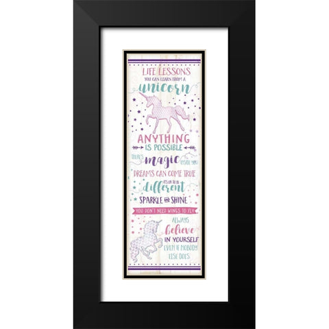 Life Lessons from a Unicorn Black Modern Wood Framed Art Print with Double Matting by Pugh, Jennifer