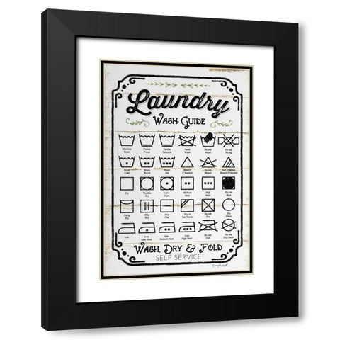 Laundry Wash Guide Black Modern Wood Framed Art Print with Double Matting by Pugh, Jennifer