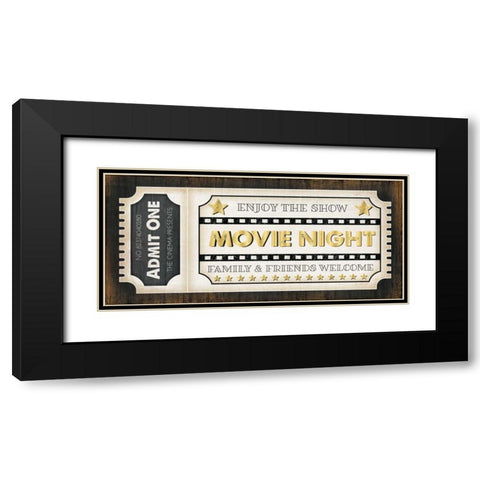 Movie Ticket Black Modern Wood Framed Art Print with Double Matting by Pugh, Jennifer