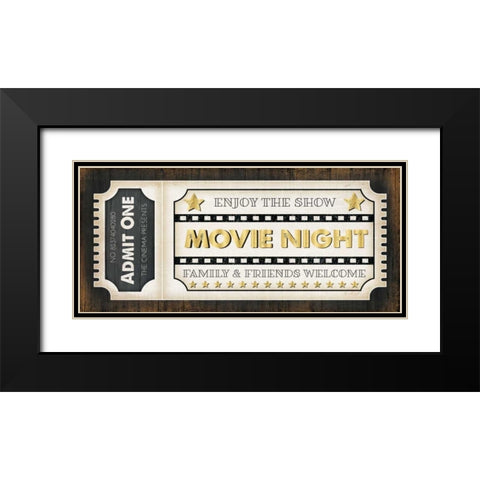 Movie Ticket Black Modern Wood Framed Art Print with Double Matting by Pugh, Jennifer