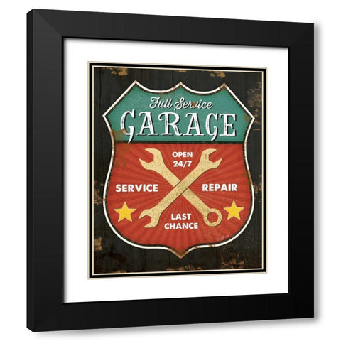 Full Service Garage Black Modern Wood Framed Art Print with Double Matting by Pugh, Jennifer