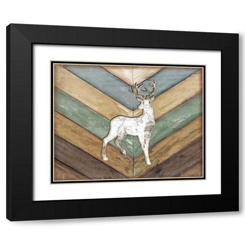 Lodge Deer Black Modern Wood Framed Art Print with Double Matting by Pugh, Jennifer