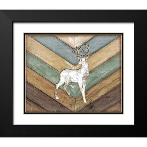 Lodge Deer Black Modern Wood Framed Art Print with Double Matting by Pugh, Jennifer