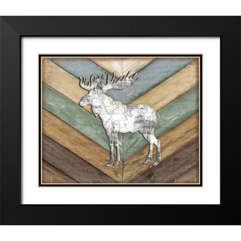 Lodge Moose Black Modern Wood Framed Art Print with Double Matting by Pugh, Jennifer