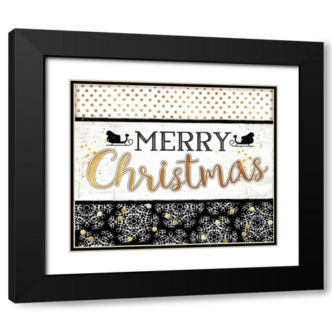 Merry Christmas Black Modern Wood Framed Art Print with Double Matting by Pugh, Jennifer