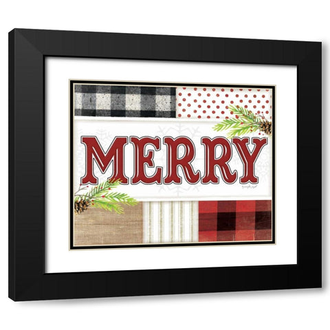 Merry Plaid Black Modern Wood Framed Art Print with Double Matting by Pugh, Jennifer