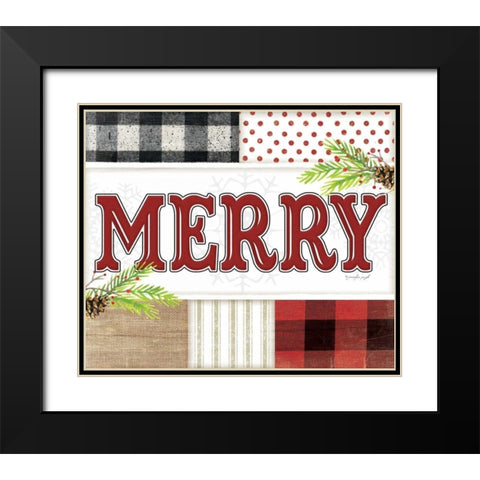 Merry Plaid Black Modern Wood Framed Art Print with Double Matting by Pugh, Jennifer