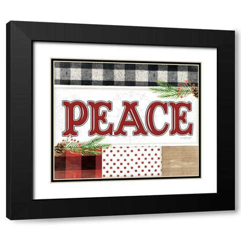 Peace Plaid Black Modern Wood Framed Art Print with Double Matting by Pugh, Jennifer