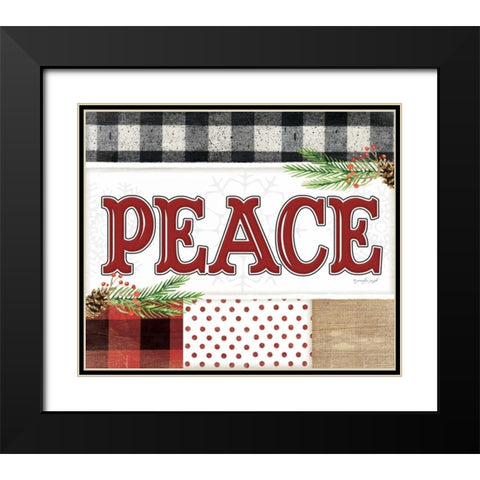 Peace Plaid Black Modern Wood Framed Art Print with Double Matting by Pugh, Jennifer