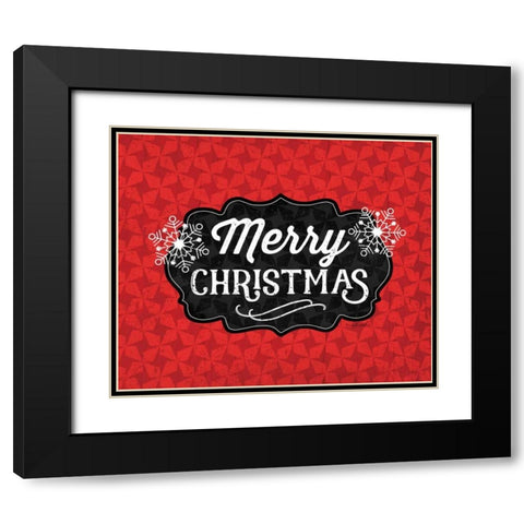 Merry Christmas Black Modern Wood Framed Art Print with Double Matting by Pugh, Jennifer