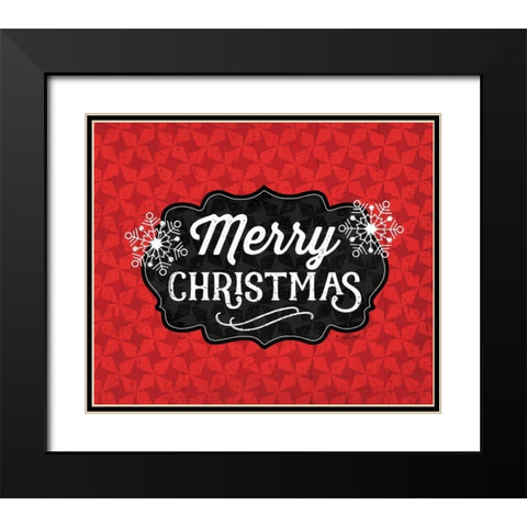 Merry Christmas Black Modern Wood Framed Art Print with Double Matting by Pugh, Jennifer