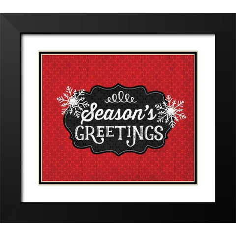 Seasons Greetings Black Modern Wood Framed Art Print with Double Matting by Pugh, Jennifer