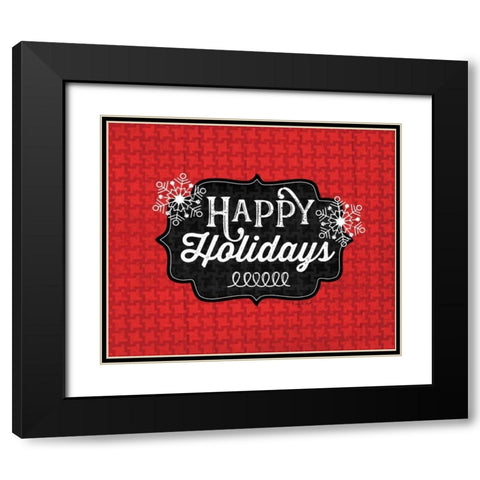 Happy Holidays Black Modern Wood Framed Art Print with Double Matting by Pugh, Jennifer