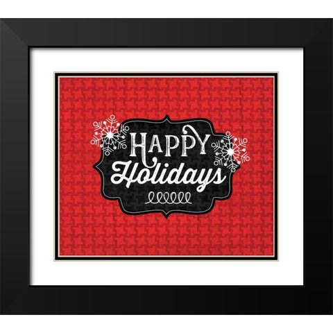 Happy Holidays Black Modern Wood Framed Art Print with Double Matting by Pugh, Jennifer