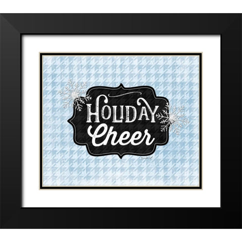 Holiday Cheer - Blue Black Modern Wood Framed Art Print with Double Matting by Pugh, Jennifer