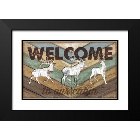 Lodge Welcome Black Modern Wood Framed Art Print with Double Matting by Pugh, Jennifer