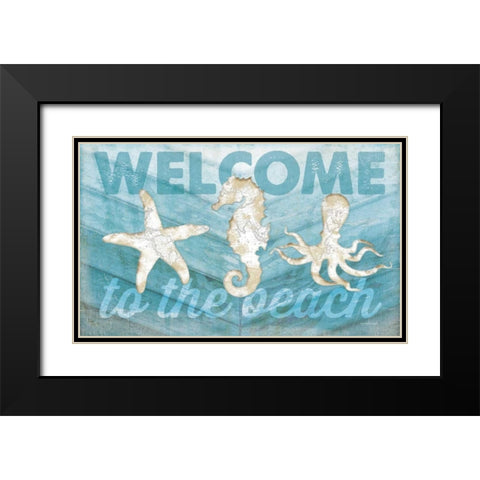 Coastal Welcome Black Modern Wood Framed Art Print with Double Matting by Pugh, Jennifer