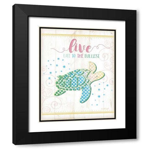 Sea Turtle Black Modern Wood Framed Art Print with Double Matting by Pugh, Jennifer