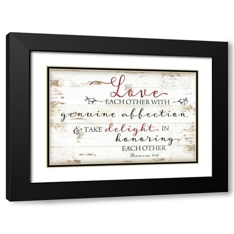 Romans 12:10 Black Modern Wood Framed Art Print with Double Matting by Pugh, Jennifer