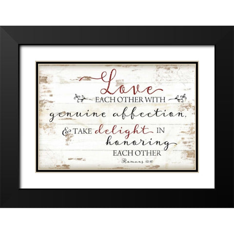 Romans 12:10 Black Modern Wood Framed Art Print with Double Matting by Pugh, Jennifer