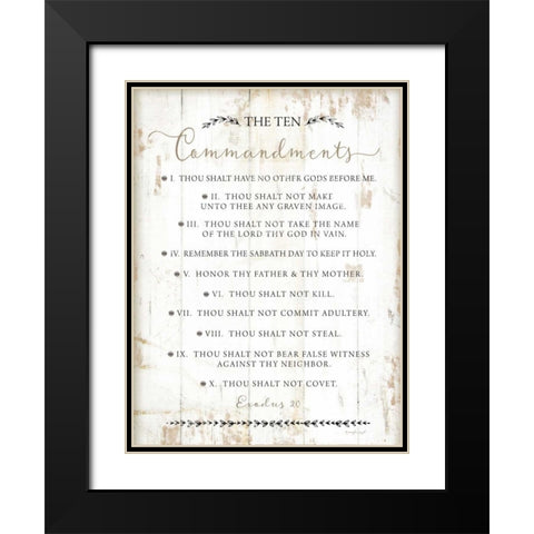 The Ten Commandments Black Modern Wood Framed Art Print with Double Matting by Pugh, Jennifer