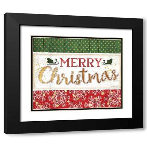 Merry Christmas Black Modern Wood Framed Art Print with Double Matting by Pugh, Jennifer