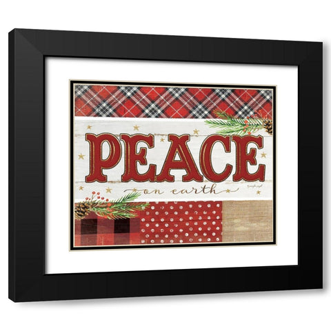 Peace Plaid Black Modern Wood Framed Art Print with Double Matting by Pugh, Jennifer