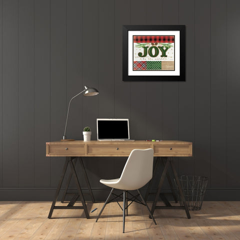 Joy Plaid Black Modern Wood Framed Art Print with Double Matting by Pugh, Jennifer