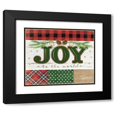 Joy Plaid Black Modern Wood Framed Art Print with Double Matting by Pugh, Jennifer