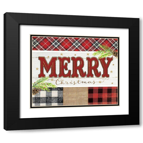 Merry Plaid Black Modern Wood Framed Art Print with Double Matting by Pugh, Jennifer