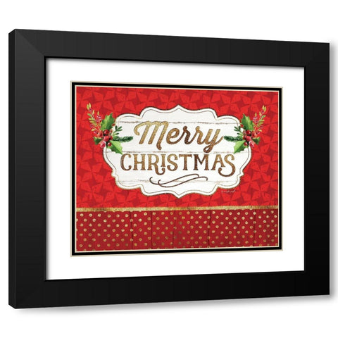 Merry Christmas Black Modern Wood Framed Art Print with Double Matting by Pugh, Jennifer