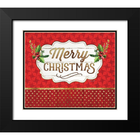 Merry Christmas Black Modern Wood Framed Art Print with Double Matting by Pugh, Jennifer