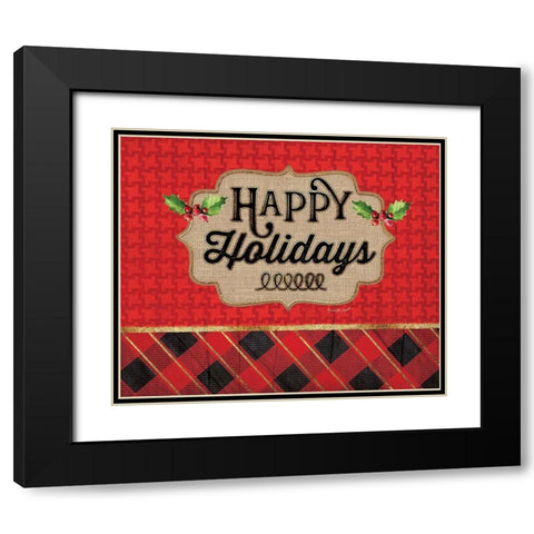 Happy Holidays Black Modern Wood Framed Art Print with Double Matting by Pugh, Jennifer