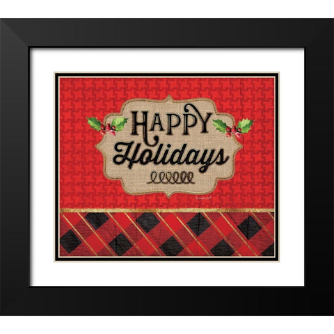 Happy Holidays Black Modern Wood Framed Art Print with Double Matting by Pugh, Jennifer